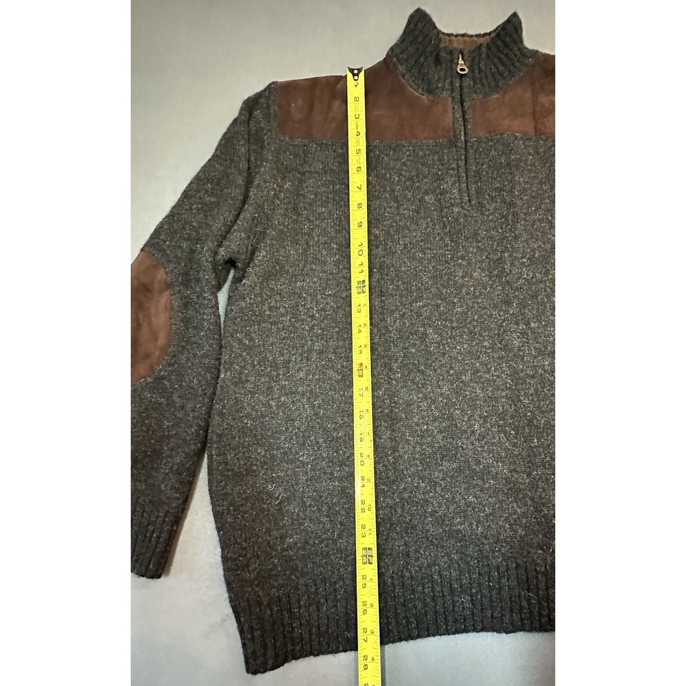 Pendleton Sweater Mens 100% Shetland Wool Quarter Zip Leather Trim Size L - Picture 6 of 12